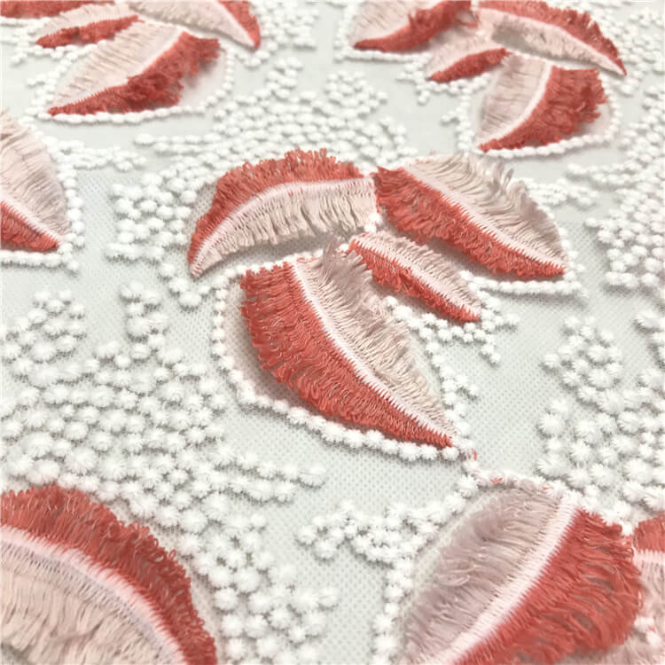Embroidered Fabric Dress Feather Polyester for Women's Wear Wholesale 4